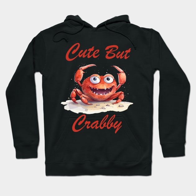 Funny Colorful Cartoon Crab, Cute But Crabby Hoodie by SubtleSplit